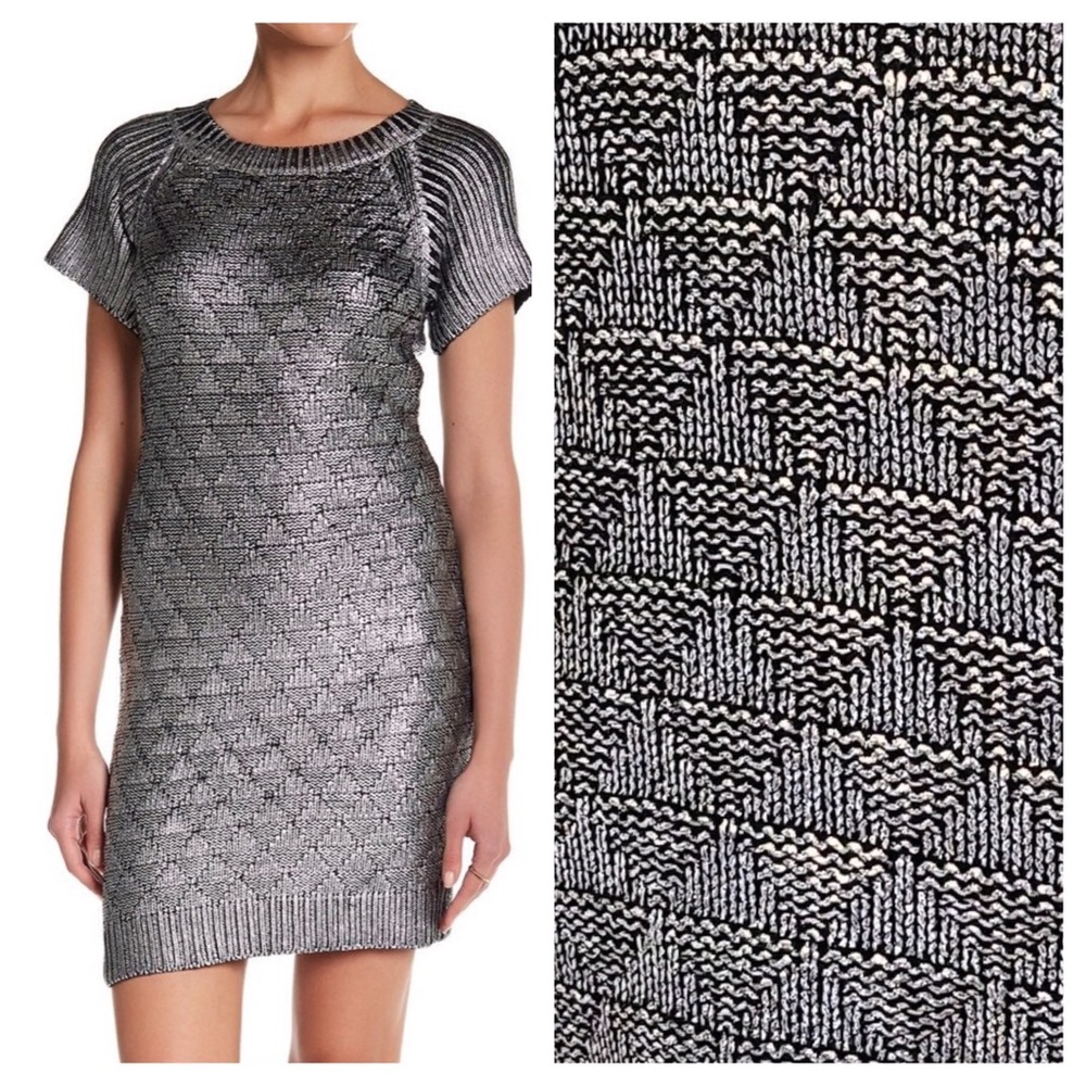 🔴 Silver Bodycon Dress by Romeo & Juliet Couture NWT Medium